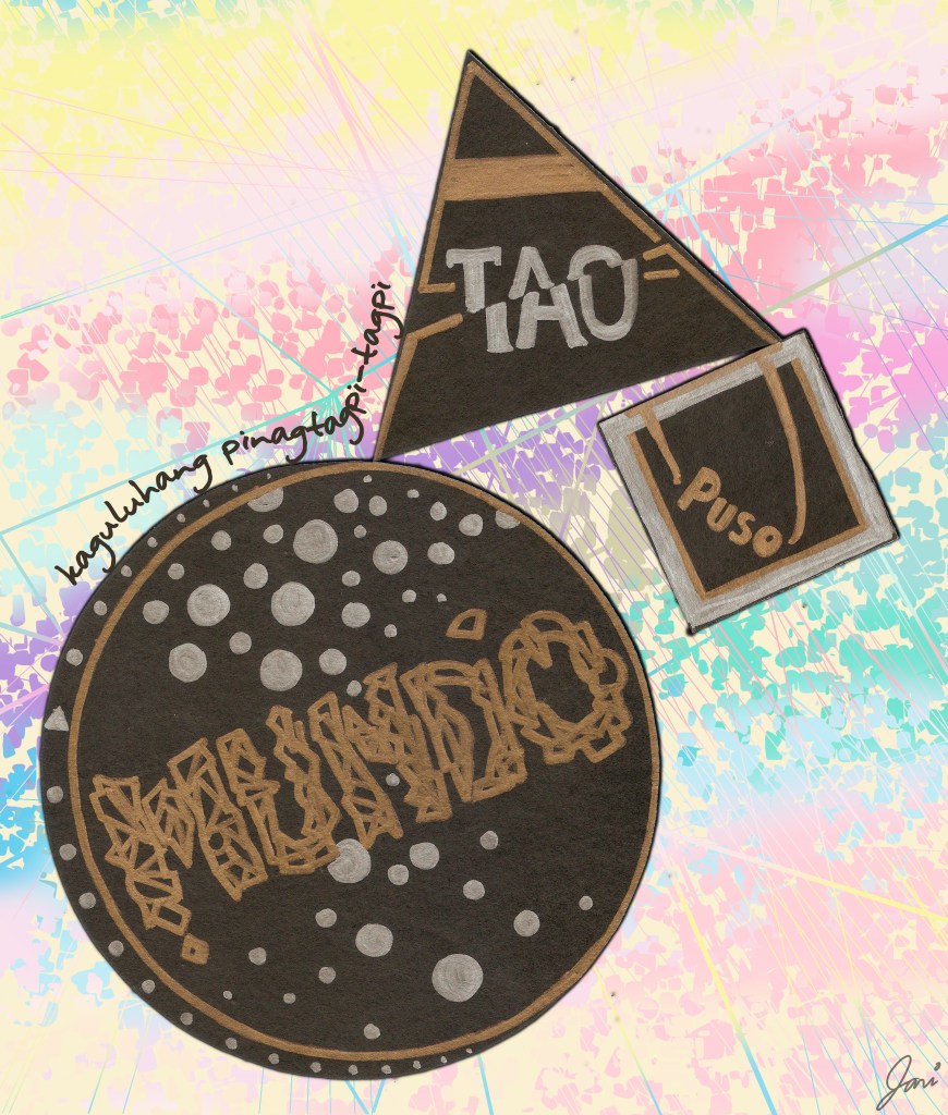 "kaguluhang pinagtagpi-tagpit", 12 April 2013, Colored felt pens on paper, Photoshop CS5 